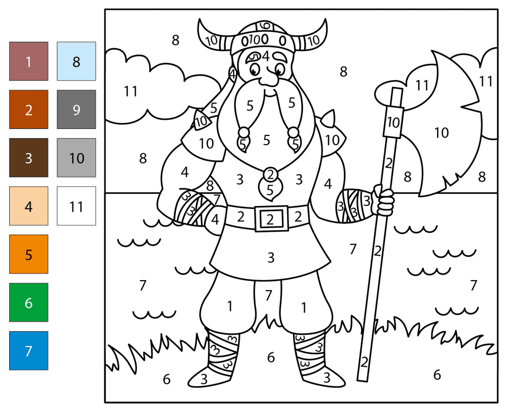 Viking Color By Number Coloring Page Md Coloring Page — Free Printable — free printable coloring page